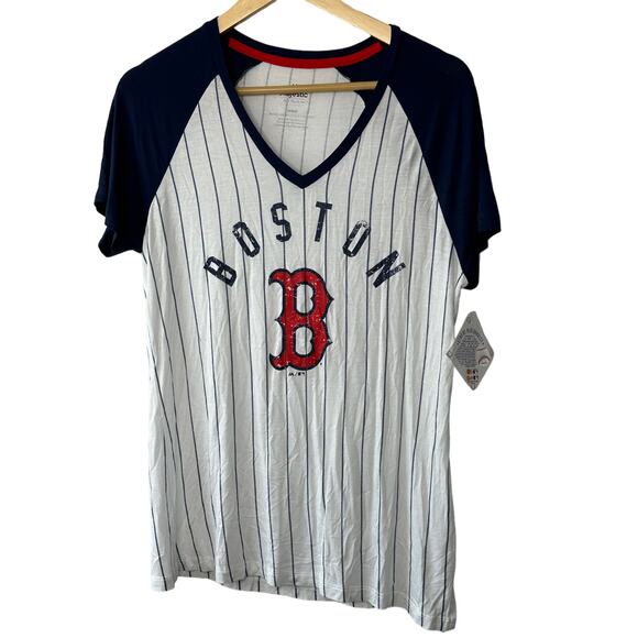 General Merchandise MLB Boston RED SOX Navy Blue & White T-Shirt Women's Medium - Picture 1 of 6